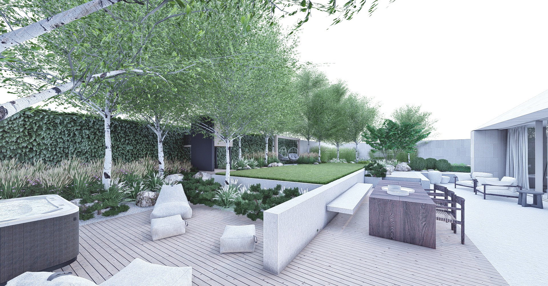 minimalistyczny ogród z trawami