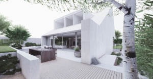 minmalistyczny ogród z trawami