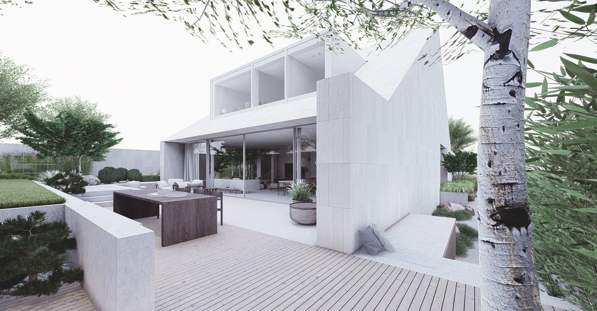 minmalistyczny ogród z trawami