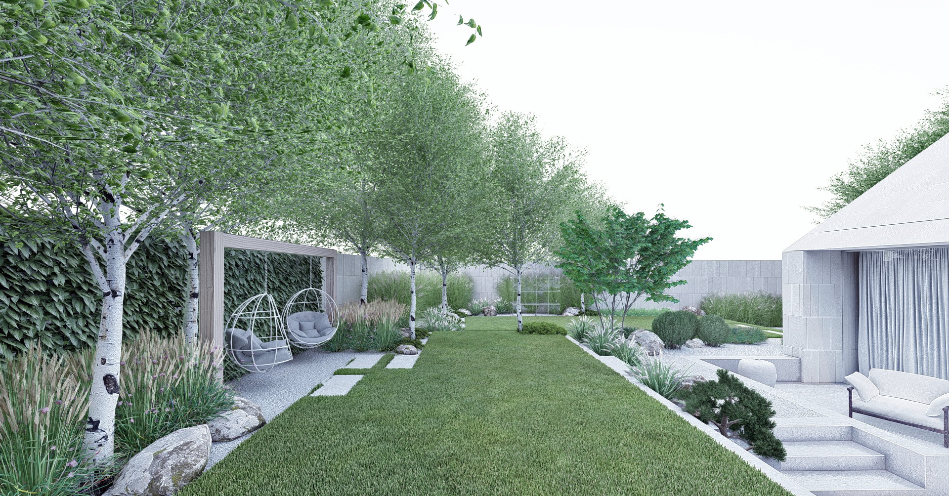 minimalistyczny ogród z trawami