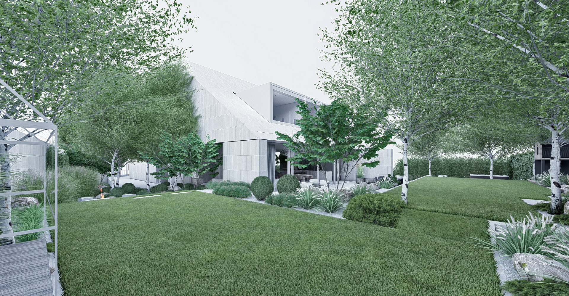 minimalistyczny ogró z trawami