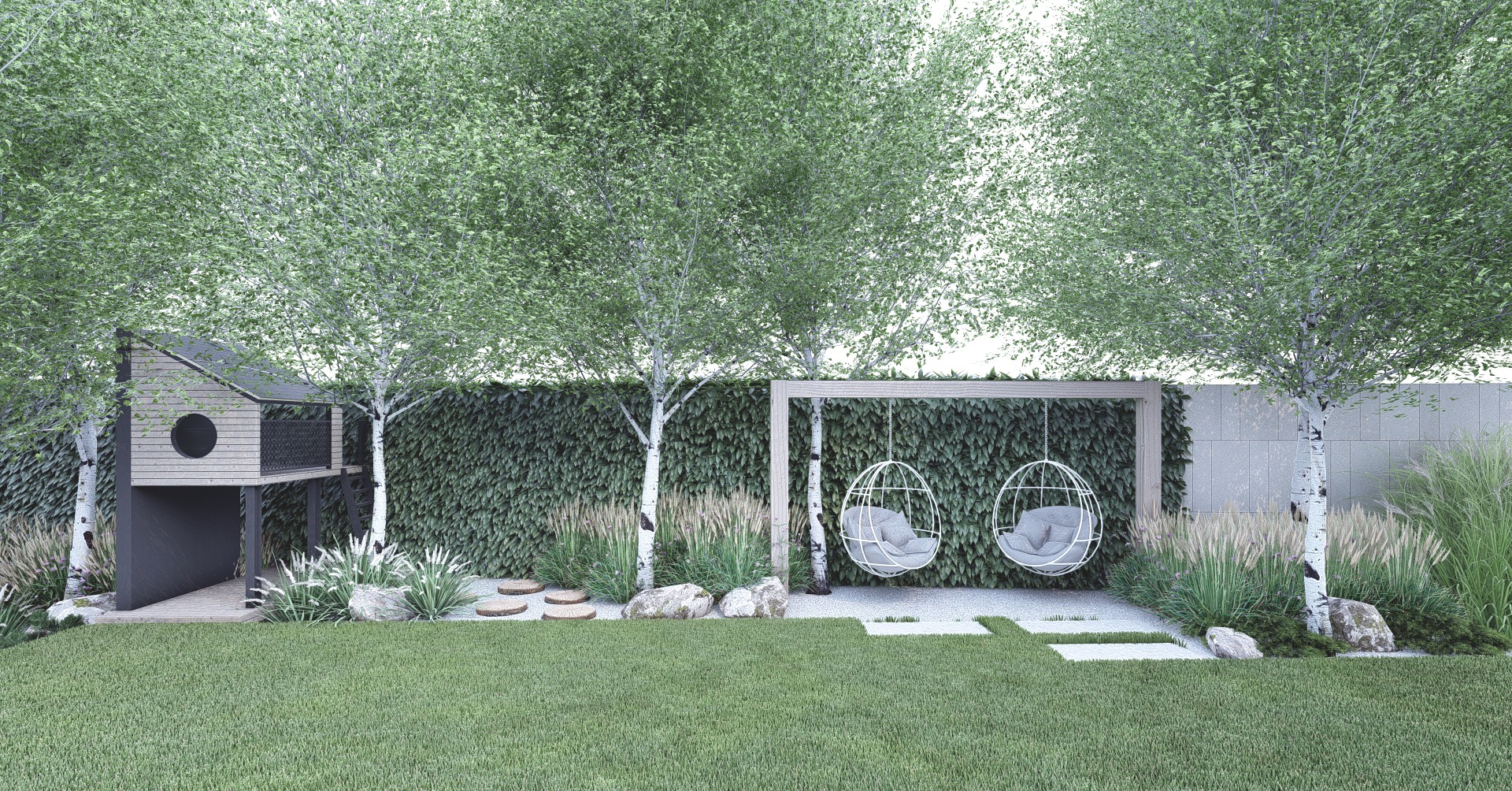 minimalistyczny ogród z trawami