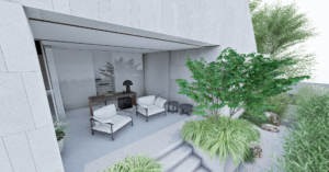 minimalistyczny ogród z trawami