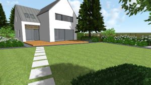 nowoczesne ogrody - projektowanie ogrodów Poznań - płyty betonowe