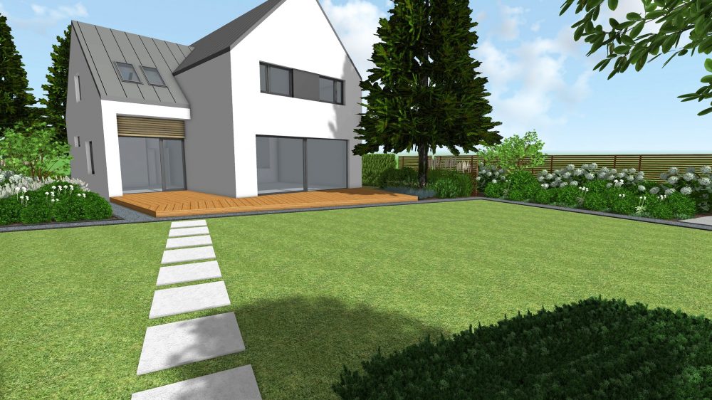 nowoczesne ogrody - projektowanie ogrodów Poznań - płyty betonowe