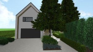 nowoczesne ogrody - projektowanie ogrodów Poznań - front ogrodu