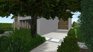 nowoczesne ogrody - projektowanie ogrodów Poznań - front ogrodu