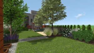 peojekt ogrodu przy szeregowcu, niewielki ogród, ogrody nowowczesne