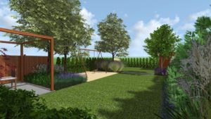 miejsce dla dzieci w ogrodzie, altana ogrodowa, projekt ogrodu Poznań