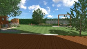 ogród skandynawski - huśtawka orle gniazdo - ogrody nowoczesne Poznań