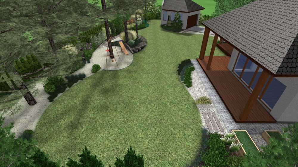 ogród leśny, ogród naturalistycznyswobodne linie w ogrodzie