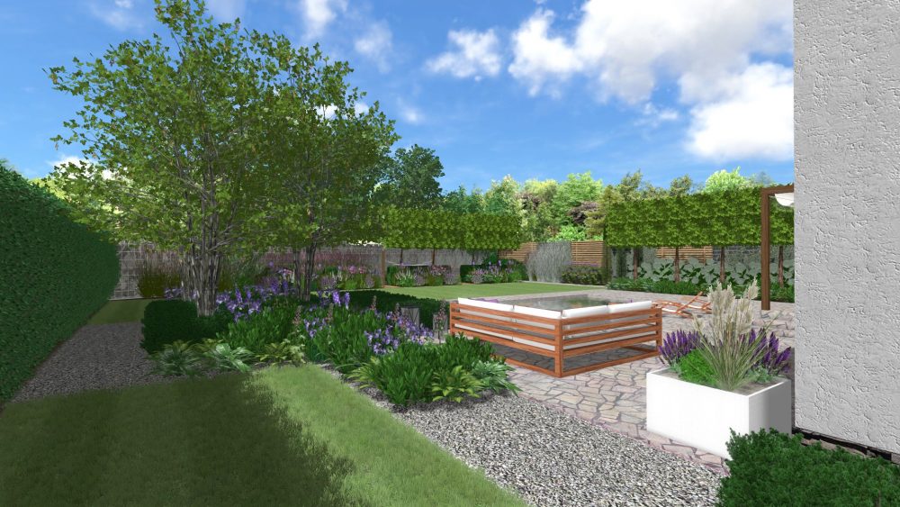 projekt nowoczesnego ogrodu z basenem w Pradze Czechy Poznań rockandflower studio rfstudio architektura krajobrazu nowoczesny ogród