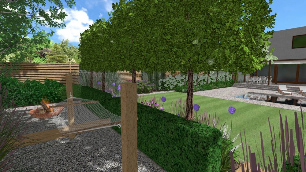 ogród nowoczesny, projekt ogrodu, ogród z basenem