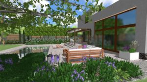 projekt nowoczesnego ogrodu z basenem w Pradze Czechy Poznań rockandflower studio rfstudio architektura krajobrazu nowoczesny ogród
