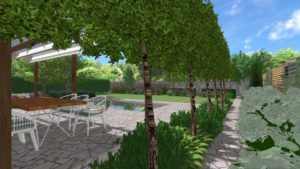 ogród nowoczesny, basen w ogrodzie, projektowanie ogrodów