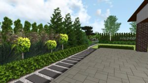 projekt ogrodu przy nowoczesnej rezydencji Poznań Luboń Rockandflower studio bonsai