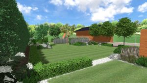 projekt nowoczesnego ogrodu, ogród geometryczny, strzyżone formy w ogrodzie