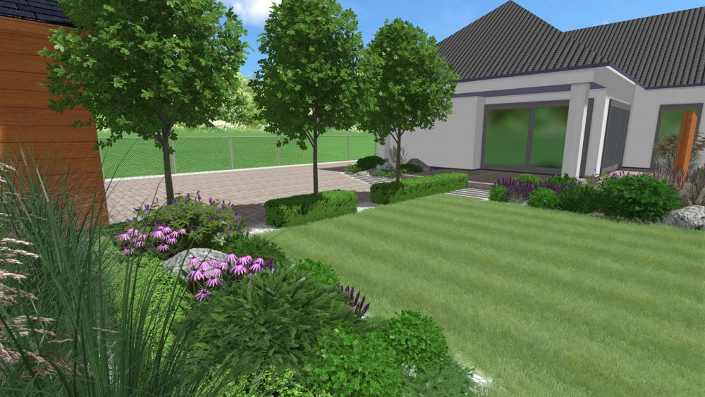 projekt nowoczesnego ogrodu, ogród geometryczny, projekt ogrodu Poznań