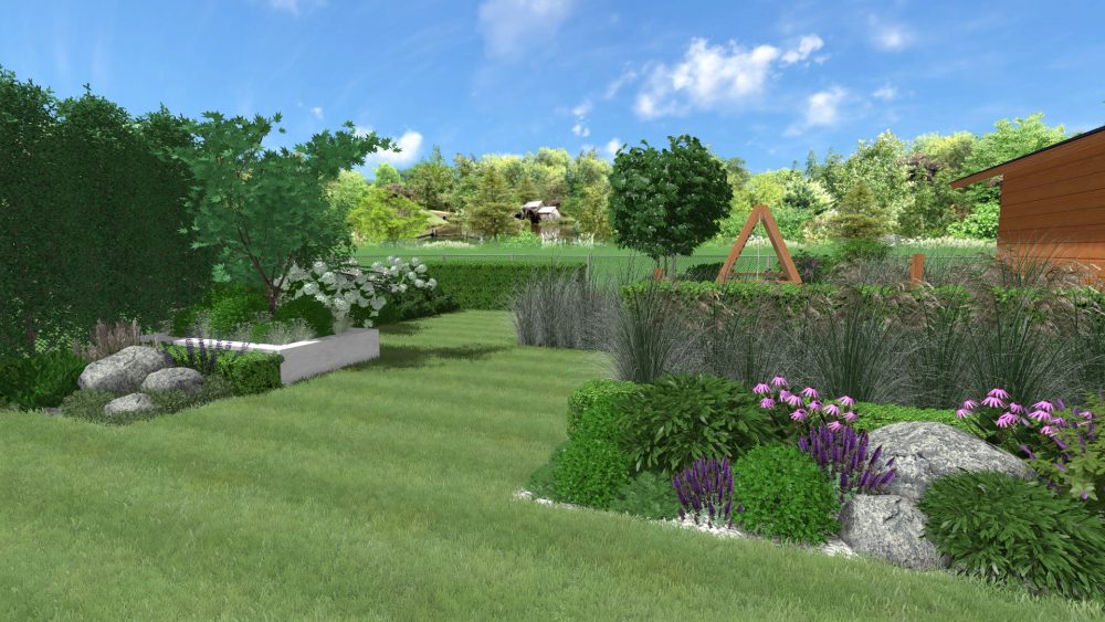 projekt nowoczesnego ogrodu, ogród geometryczny, projekt ogrodu Poznań