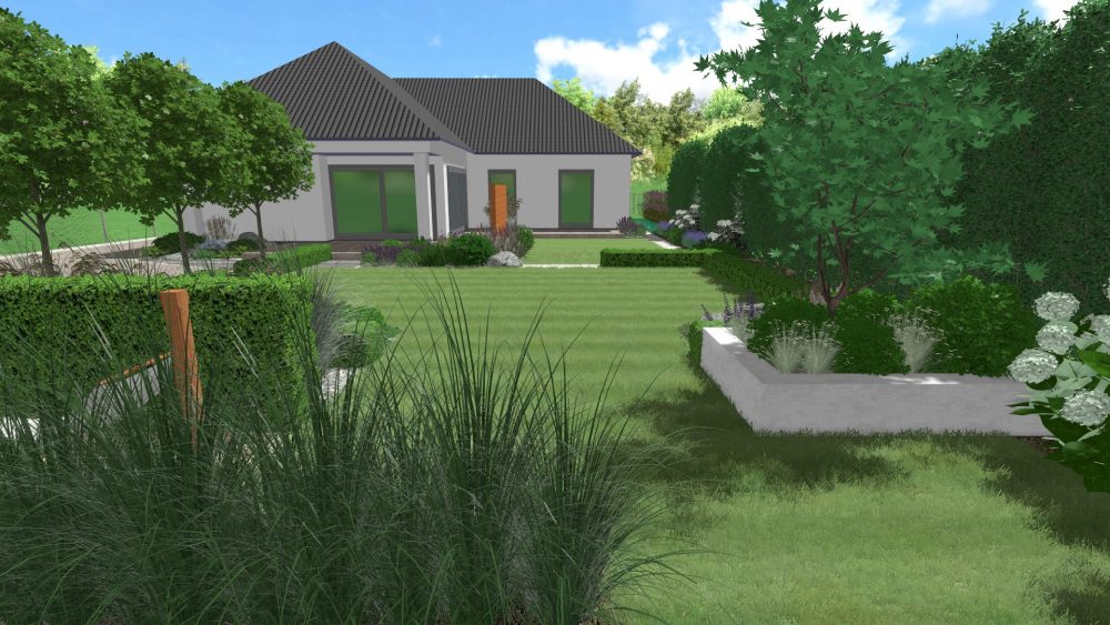 projekt nowoczesnego ogrodu, ogród geometryczny, projekt ogrodu Poznań