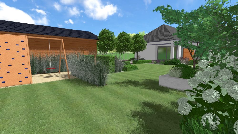 projekt nowoczesnego ogrodu, ogród geometryczny, projekt ogrodu Poznań