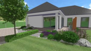 projekt nowoczesnego ogrodu, ogród geometryczny, strzyżone formy w ogrodzie