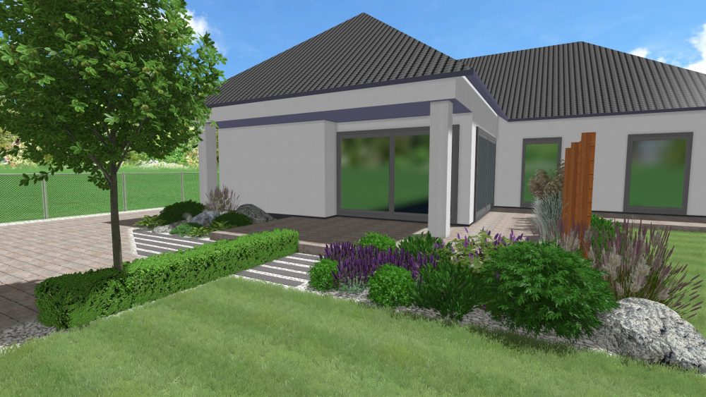 projekt nowoczesnego ogrodu, ogród geometryczny, strzyżone formy w ogrodzie