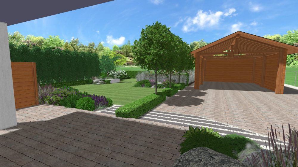 projekt nowoczesnego ogrodu, ogród geometryczny, projekt ogrodu Poznań