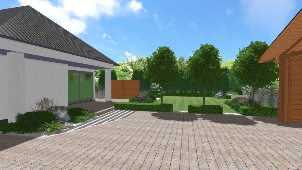 projekt nowoczesnego ogrodu, ogród geometryczny, projekt ogrodu Poznań