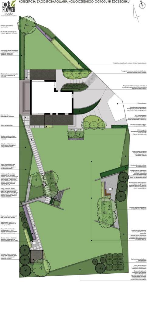 projekt ogrodu nowoczesnego beton w ogrodzie rockandflower studio rfstudio poznań projektowanie ogrodów