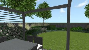 projekt ogrodu przydomowego w Poznaniu, ogrody nowoczesne - nowoczesna altana ogrodowa