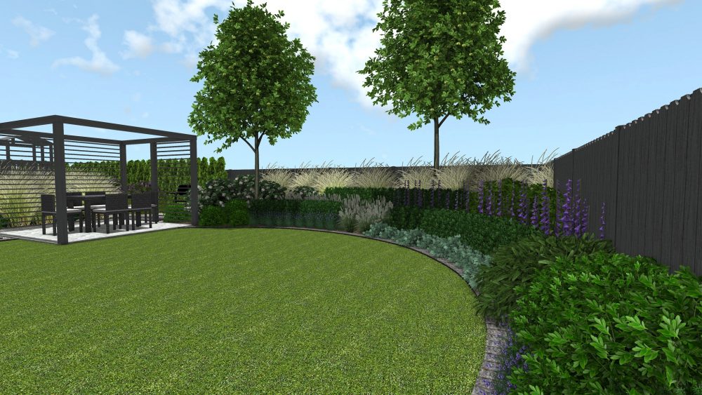 projekt ogrodu przydomowego w Poznaniu, ogrody nowoczesne - nowoczesna altana ogrodowa