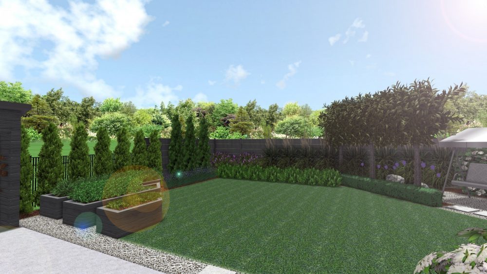 nowoczesne ogrody, donice na warzywa, projekt ogrodu Poznań