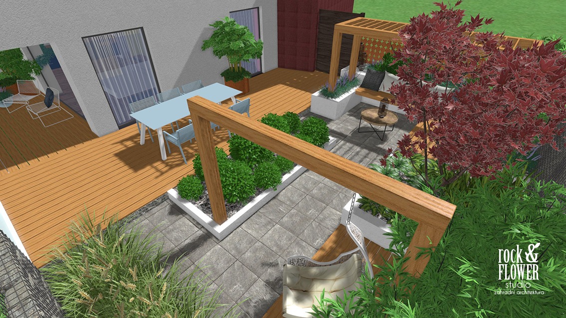 projekt tarasowego ogrodu, projekt małego ogrodu Poznań, ogrody Poznań, projektowanie ogrodów Poznań, architekt krajobrazu Poznań (1)