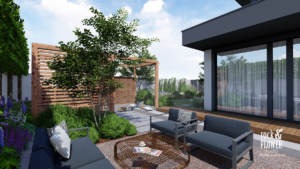 mały nowoczesny ogród w Poznań, projekt ogrodu Poznań, Rockandflower studio