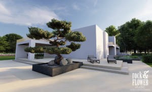 ogród przy willi w Poznaniu