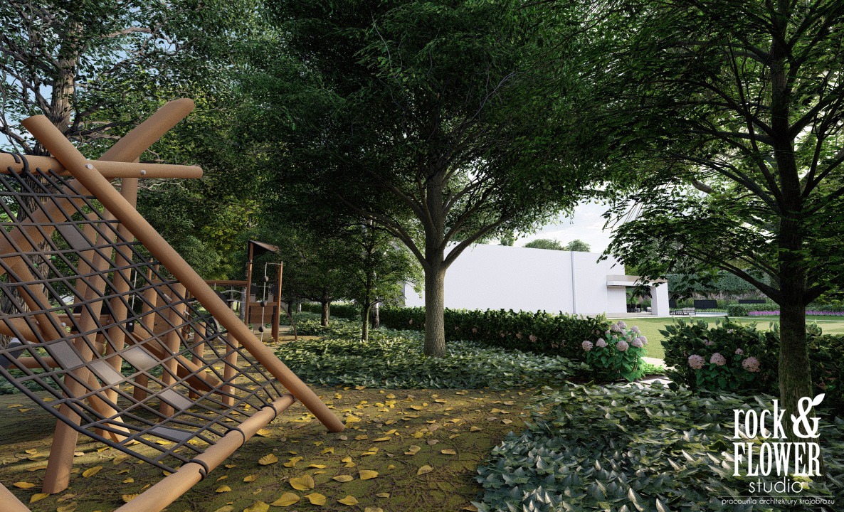 ogród przy willi w Poznaniu