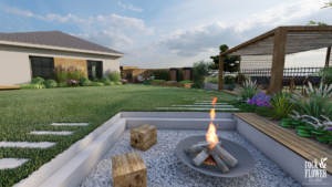 nowoczesny ogród z kwiatami