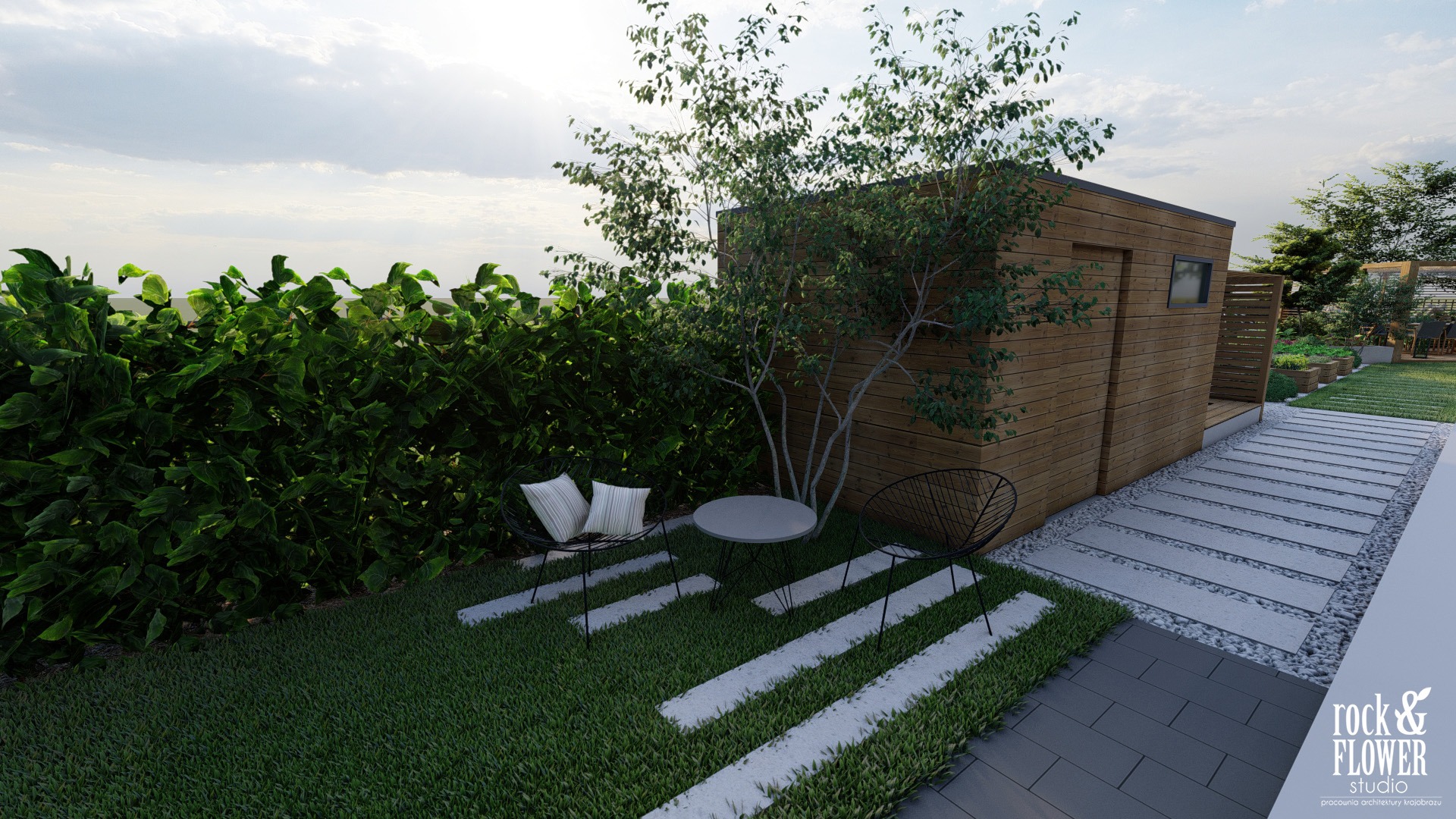 nowoczesny ogród w Lusówku